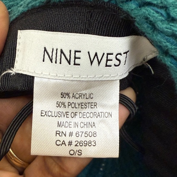 Nine West Teal Knit Hat with Black Band - Picture 2 of 4